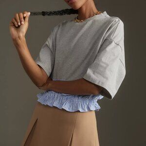 Anthropologie Maeve Short-Sleeve Ruched Top